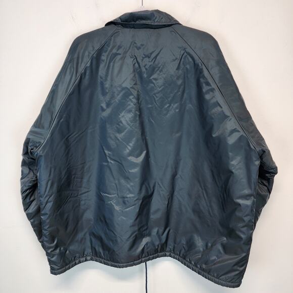 Vintage Auburn Sportswear Button Up Longline Nylon Jacket Fleece Lined 2XL Blue - Picture 2 of 13